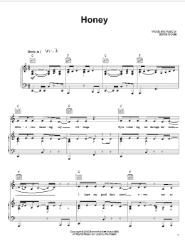 page one of Honey (Piano, Vocal & Guitar Chords (Right-Hand Melody))