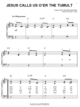 page one of Jesus Calls Us O'er The Tumult (Easy Piano)