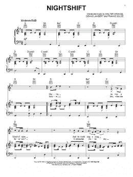 page one of Nightshift (Piano, Vocal & Guitar Chords (Right-Hand Melody))