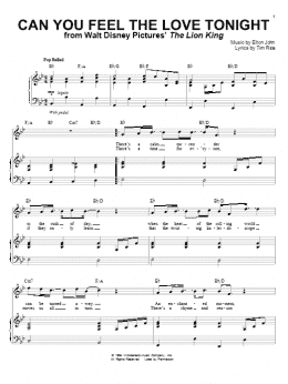 page one of Can You Feel The Love Tonight (from The Lion King) (Piano & Vocal)