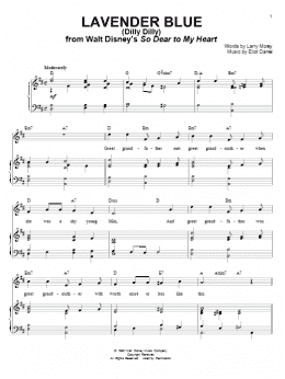 page one of Lavender Blue (Dilly Dilly) (from So Dear To My Heart) (Piano & Vocal)