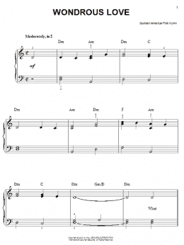page one of Wondrous Love (Easy Piano)