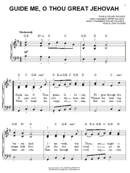 page one of Guide Me, O Thou Great Jehovah (Easy Piano)