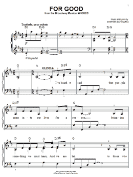 page one of For Good (from Wicked) (Easy Piano)