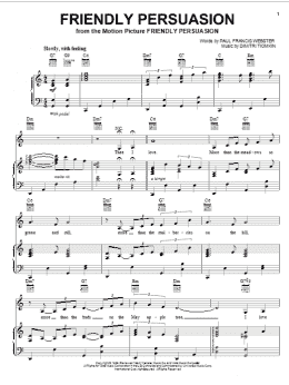 page one of Friendly Persuasion (Piano, Vocal & Guitar Chords (Right-Hand Melody))