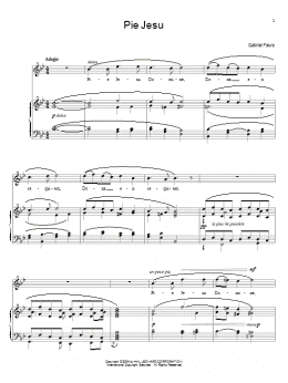 page one of Pie Jesu (Piano, Vocal & Guitar Chords (Right-Hand Melody))