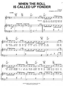 page one of When The Roll Is Called Up Yonder (Piano, Vocal & Guitar Chords (Right-Hand Melody))