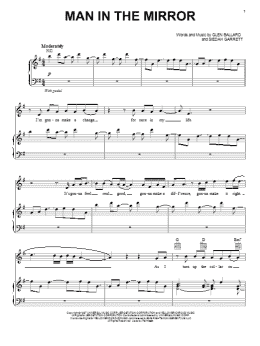 page one of Man In The Mirror (Piano, Vocal & Guitar Chords (Right-Hand Melody))