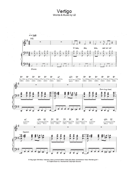 page one of Vertigo (Piano, Vocal & Guitar Chords)