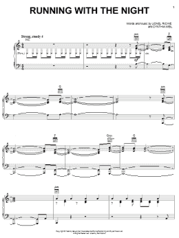 page one of Running With The Night (Piano, Vocal & Guitar Chords (Right-Hand Melody))