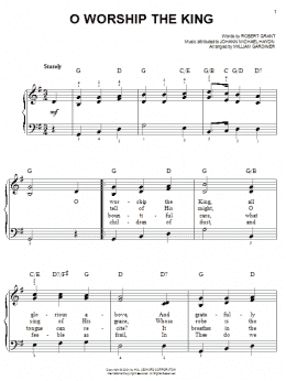 page one of O Worship The King (Easy Piano)