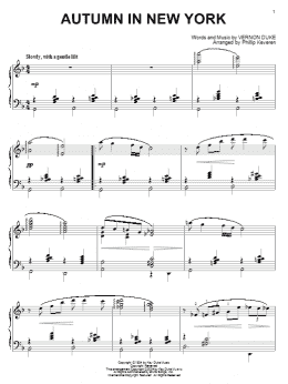 page one of Autumn In New York (arr. Phillip Keveren) (Piano Solo)