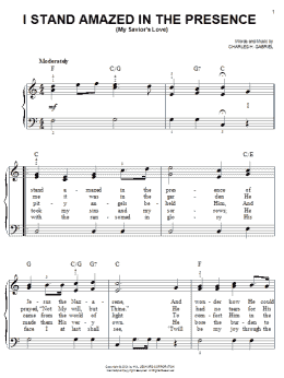 page one of I Stand Amazed In The Presence (My Savior's Love) (Easy Piano)