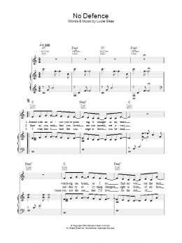 page one of No Defence (Piano, Vocal & Guitar Chords)