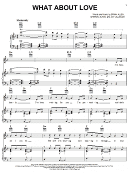 page one of What About Love? (Piano, Vocal & Guitar Chords (Right-Hand Melody))