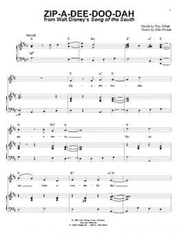 page one of Zip-A-Dee-Doo-Dah (from Song Of The South) (Piano & Vocal)