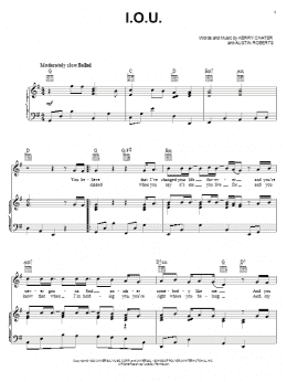 page one of I.O.U. (Piano, Vocal & Guitar Chords (Right-Hand Melody))