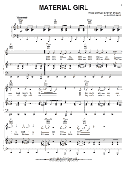 page one of Material Girl (Piano, Vocal & Guitar Chords (Right-Hand Melody))