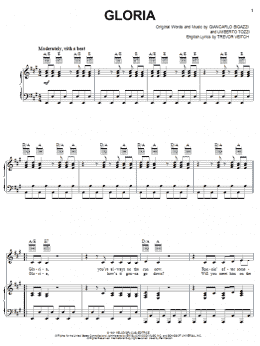 page one of Gloria (Piano, Vocal & Guitar Chords (Right-Hand Melody))