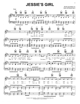 page one of Jessie's Girl (Piano, Vocal & Guitar Chords (Right-Hand Melody))