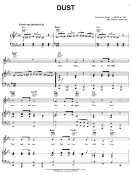 page one of Dust (Piano, Vocal & Guitar Chords (Right-Hand Melody))
