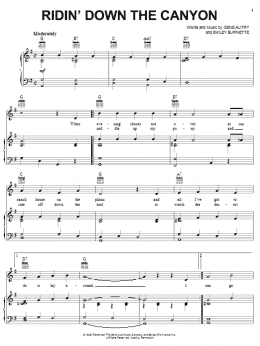 page one of Ridin' Down The Canyon (Piano, Vocal & Guitar Chords (Right-Hand Melody))