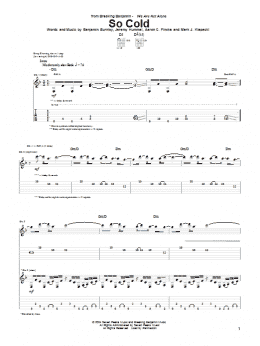 page one of So Cold (Guitar Tab)