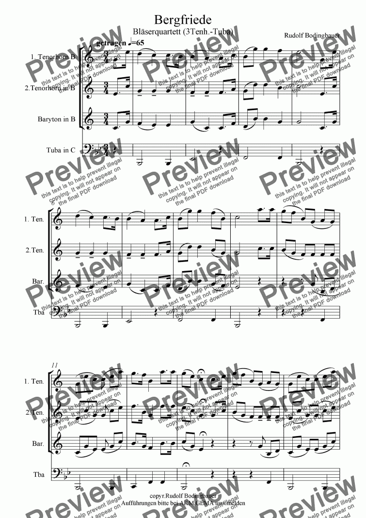 page one of Bergfriede  (3 Tenh.-Tuba)