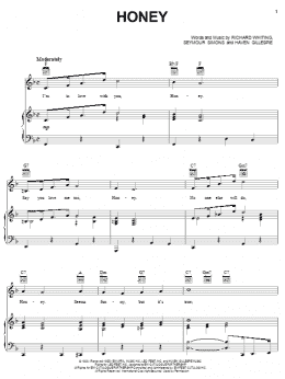 page one of Honey (Piano, Vocal & Guitar Chords (Right-Hand Melody))