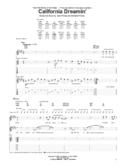 page one of California Dreamin' (Guitar Tab)