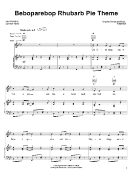 page one of Beboparebop Rhubarb Pie Theme (Piano, Vocal & Guitar Chords (Right-Hand Melody))