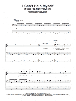 page one of I Can't Help Myself (Sugar Pie, Honey Bunch) (Bass Guitar Tab)