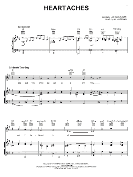 page one of Heartaches (Piano, Vocal & Guitar Chords (Right-Hand Melody))