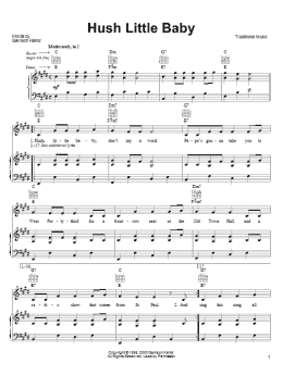 page one of Hush Little Baby (Piano, Vocal & Guitar Chords (Right-Hand Melody))