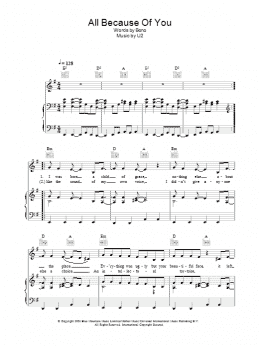 page one of All Because Of You (Piano, Vocal & Guitar Chords)