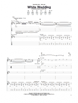 page one of White Wedding (Guitar Tab)