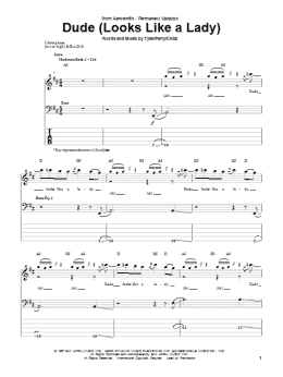 page one of Dude (Looks Like A Lady) (Bass Guitar Tab)