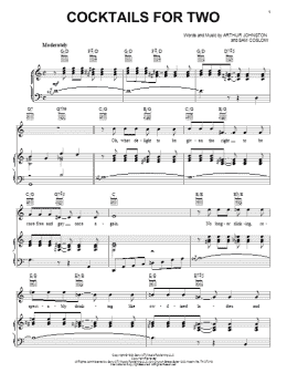 page one of Cocktails For Two (Piano, Vocal & Guitar Chords (Right-Hand Melody))