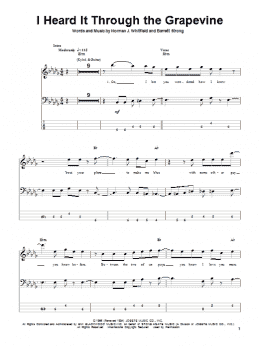 page one of I Heard It Through The Grapevine (Bass Guitar Tab)