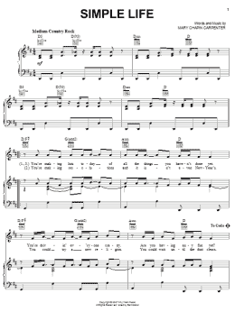 page one of Simple Life (Piano, Vocal & Guitar Chords (Right-Hand Melody))