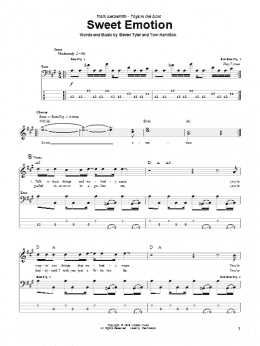 page one of Sweet Emotion (Bass Guitar Tab)