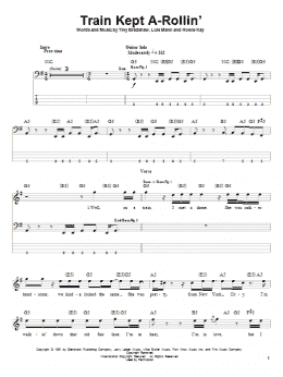 page one of Train Kept A-Rollin' (Bass Guitar Tab)