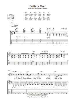 page one of Solitary Man (Guitar Tab)