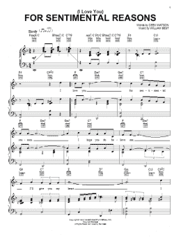 page one of (I Love You) For Sentimental Reasons (Piano, Vocal & Guitar Chords (Right-Hand Melody))