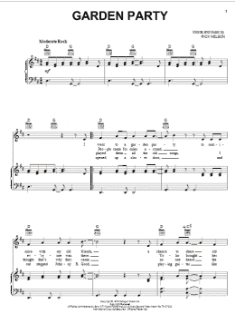 page one of Garden Party (Piano, Vocal & Guitar Chords (Right-Hand Melody))