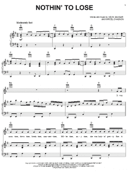 page one of Nothin' To Lose (Piano, Vocal & Guitar Chords (Right-Hand Melody))
