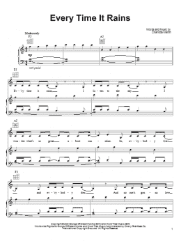 page one of Every Time It Rains (Piano, Vocal & Guitar Chords (Right-Hand Melody))