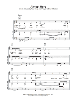 page one of Almost Here (Piano, Vocal & Guitar Chords)
