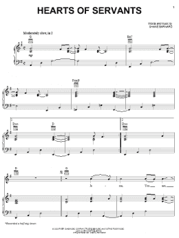 page one of Hearts Of Servants (Piano, Vocal & Guitar Chords (Right-Hand Melody))