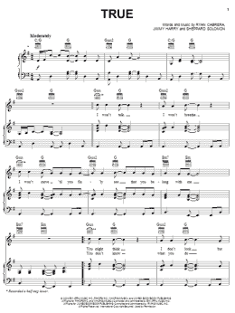 page one of True (Piano, Vocal & Guitar Chords (Right-Hand Melody))